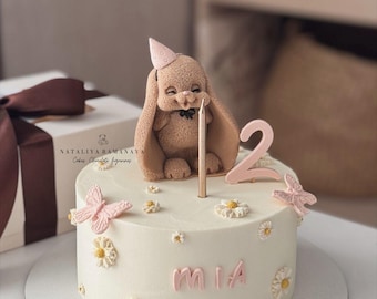 Décoration de gâteau lapin en chocolat belge : décoration de fête comestible pour baby shower ou premier gâteau d'anniversaire