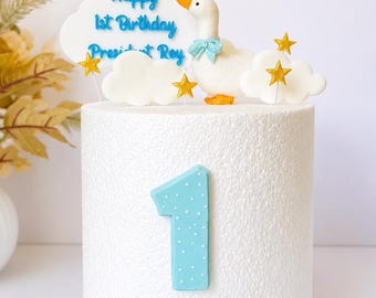 Décoration de gâteau d'oie fondant fait main, décoration d'animaux de ferme, accent de dessert pour baby shower