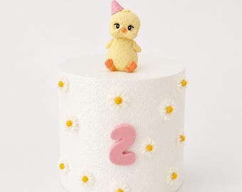 Décoration de gâteau poussin fondant fait main | Décoration de Pâques, premier anniversaire