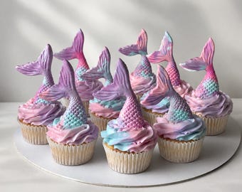 Gâteau fondant queue de sirène | Décoration de gâteau sous la mer | Queue de sirène comestible | Décoration à dessert de couleur personnalisée