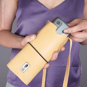 Custodia per cellulare in vera pelle • Custodia universale per cellulare da appendere al collo • Portafoglio per cellulare da donna • Custodia di alta qualità per iPhone con scomparto per carte