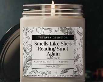 Smells Like Candle, Reading Smut, Bibliothekskerze, Buchliebhaber Kerze, Leser Geschenk, Saubere Sojakerze, Lesekerze, Feminist, Bücherwurm Kerze