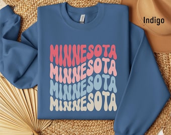 Retro Minnesota Sweatshirt, MN Sweatshirt, Minnesota Rundhalsausschnitt, Minnesota Kleidung, Minnesota Souvenir, Bundesstaat Minnesota, Minnesota Shirt