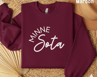 Minnesota Rundhals-Sweatshirt, Minnesota-Shirt, Midwest-Shirt, Minnesota-Haus, See-Leben, Minnesota-Liebhaber-Sweatshirt Zustand von Minnesota Geschenk