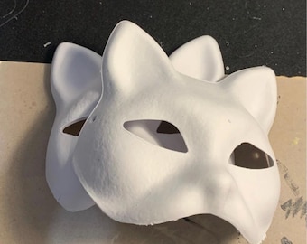 ARTIBETTER 12pcs White Masks DIY Unpainted Animal Half Face Paper Masks Decorating Unpainted For Kids Decorating Craft Party Favors With Cat Fox Monkey Elephant Paper Mache Paste