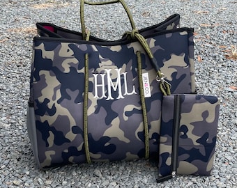 Personalized camp neoprene bag, monogrammed neoprene bag