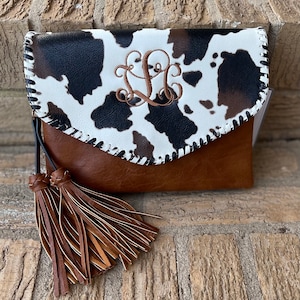 Cow handbag, cow crossbody, personalized cow bag, monogrammed cow purse