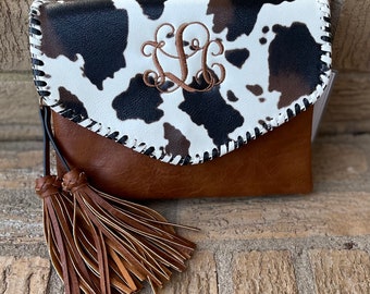 Cow handbag, cow crossbody, personalized cow bag, monogrammed cow purse