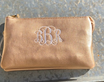 Rose gold wristlet, rose gold crossbody, Personalized wristlet, personalized crossbody, monogrammed crossbody, monogrammed wristlet