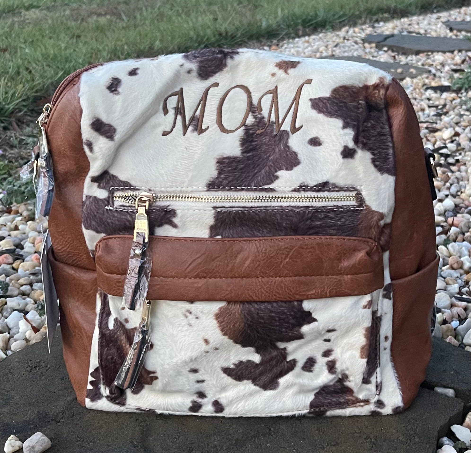 Cow Print Personalized Backpack, Cow Backpack, Monogrammed Cow - Etsy