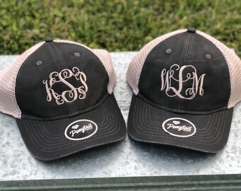 Personalized ponytail trucker hat, monogrammed trucker hat, monogrammed cap, trucker hat