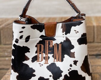 Cow Purse , Monogrammed Cow Bag, Personalized Cow Tote, Cow Purse
