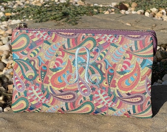 Paisley personalization wristlet, paisley monogrammed wallet crossbody