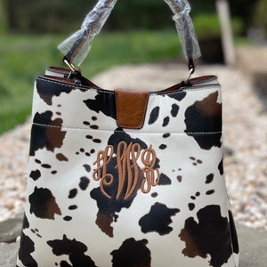 Cow purse , monogrammed cow bag, personalized cow tote, cow purse