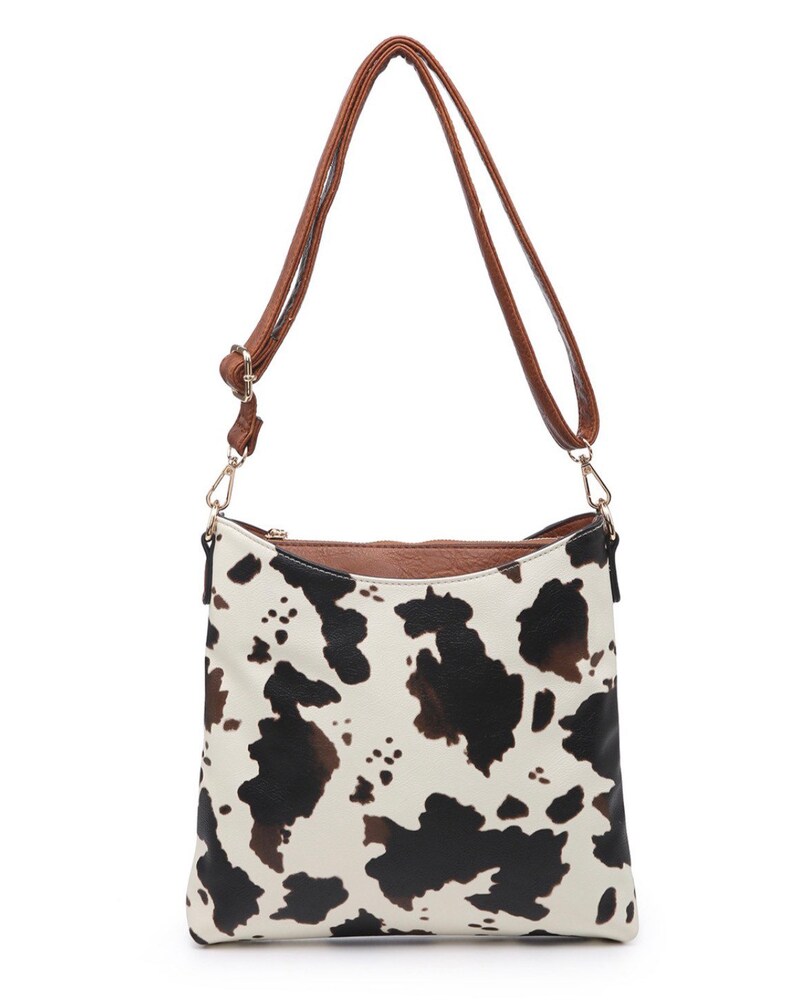 Cow print crossbody, personalized cow purse, monogrammed cow crossbody bag image 5