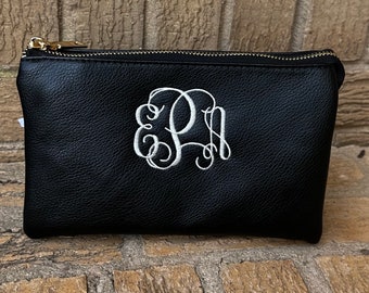 Black wristlet crossbody purse, monogrammed crossbody, personalized wristlet