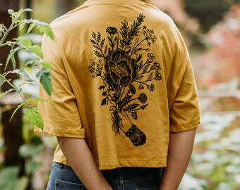 Herb Nerd - Vintaged Cropped Tee in Chamomile