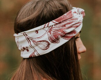 Fall Opulence Turban - Organic Cotton in Birch and Heme -  Organic Headband Turban - by Simka Sol