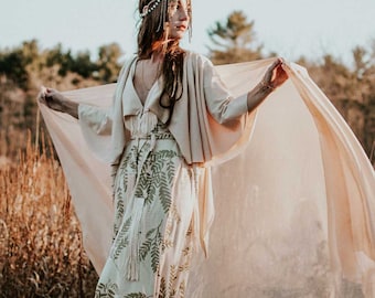 The Gown || Organic Wedding Dress, bohemian bride, free spirit, wanderlust bride, natural bride, organic wedding, gold || by Simka Sol®
