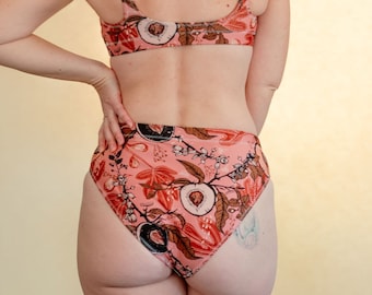 Fruit Queen in Blush - Recycled high-waisted bikini bottom