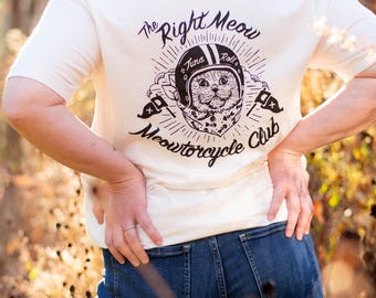 Meowtorcycle Club - vintage unisex funny cat t-shirt, motorcycle tshirt, funny cat tshirts