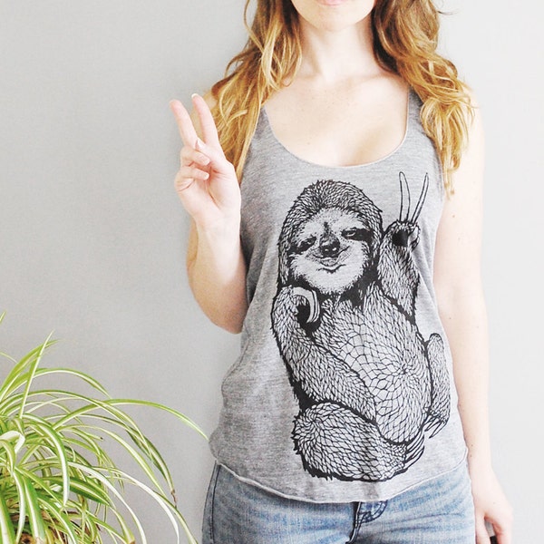 Vrede uit luiheid, 5% gedoneerd aan Wildlife, womens Leather tank top, gemaakt in de VS door Simka Sol