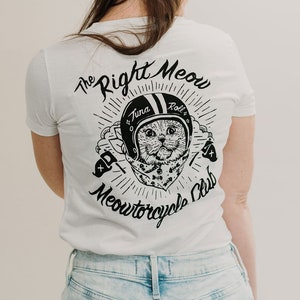 Meowtorcycle Club vintage women's cat t-shirt, funny cat shirt, motorcycle t-shirt, cat meme, cat lovers, cool cat shirt, motorcycle club image 1