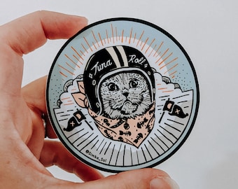 Tuna Roll Cat Motorcycle Sticker - Waterproof Vinyl Decal