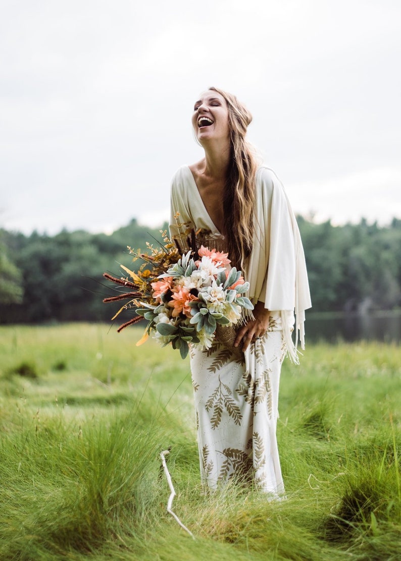 The Gown Wedding Dress, bohemian bride, free spirit, wanderlust bride, natural bride, wedding, gold by Simka Sol image 9