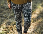 Palm Garden - botanical print, organic legging with hidden pocket, tropical yoga legging, made in the USA by Simka Sol