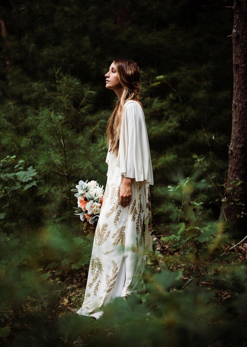 The Gown Wedding Dress, bohemian bride, free spirit, wanderlust bride, natural bride, wedding, gold by Simka Sol image 3