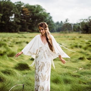 The Gown Wedding Dress, bohemian bride, free spirit, wanderlust bride, natural bride, wedding, gold by Simka Sol image 5