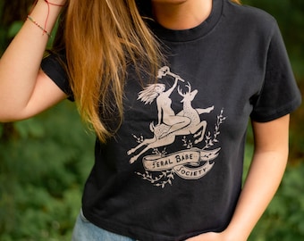 Feral Babe Society Wild Ride Tee: Hand-Printed Heavyweight Cotton