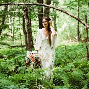 The Gown Wedding Dress, bohemian bride, free spirit, wanderlust bride, natural bride, wedding, gold by Simka Sol image 4