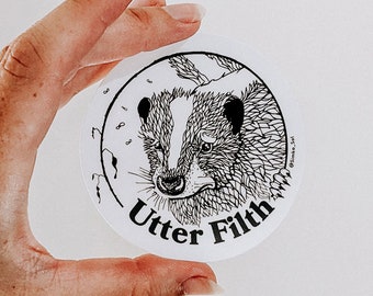 Utter Filth - 3" Vinyl Sticker, dishwasher safe, waterproof, trash sticker, skunk sticker, dark humor