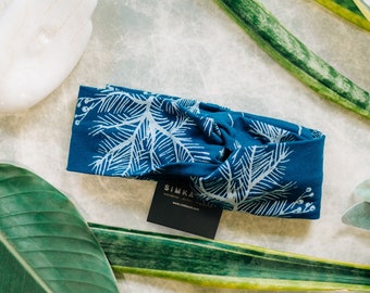 Skadi Turban - Cobalt and Metallic Silver