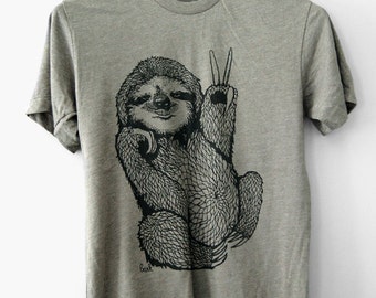 Peace Out Sloth, 5% Donated to Wildlife, mens sloth tshirt, mens tshirt, gifts for him, sloth gifts, fun gifts for him, t-shirt, Simka Sol