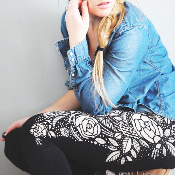 BEGRENZTE Stückzahl - Carmen Legging - romantischen Floral bedruckte Leggings - von Simka Sol