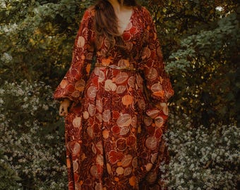 Morrigan Wrap Dress - Night Pomegranate