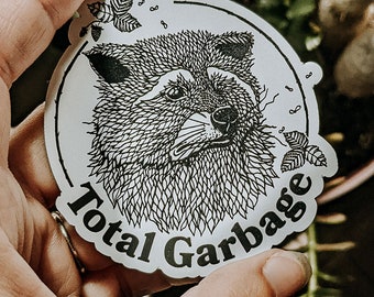 Total Garbage - 3" Floppy Magnet,  trash panda sticker, garbage, everythings garbage, funny car magnet, funny fridge magnets, raccoon magnet