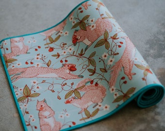 Non-slip desk mat, Strawberry Runners,  desk pad, cottage core office accessories, squirrel print