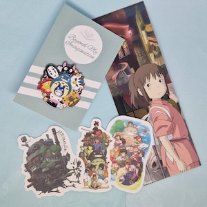Studio Ghibli Enamel Pin Badge Gift Set with Book Mark and Stickers