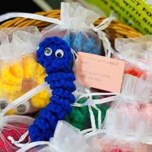Crochet Worry Worm – Handmade Comfort Gift for Stress and Anxiety Relief