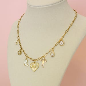 Build Your Own Custom Charm Necklace  18K Gold Plated  Personalized Birthday Valentines Day Gift Wedding Bridesmaid for Girl Friend Teen Mom