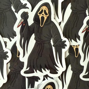 Ghostface Sticker - Scream Movie Vinyl Decal, Horror Slasher Sticker, Spooky 90s Killer Art