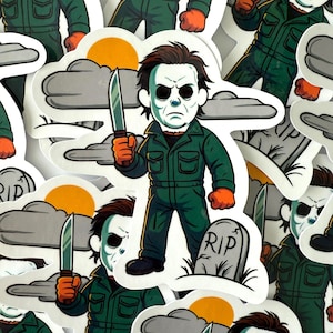 Michael Myers Halloween Sticker - Horror Movie Slasher Vinyl Decal, Spooky Scary Sticker