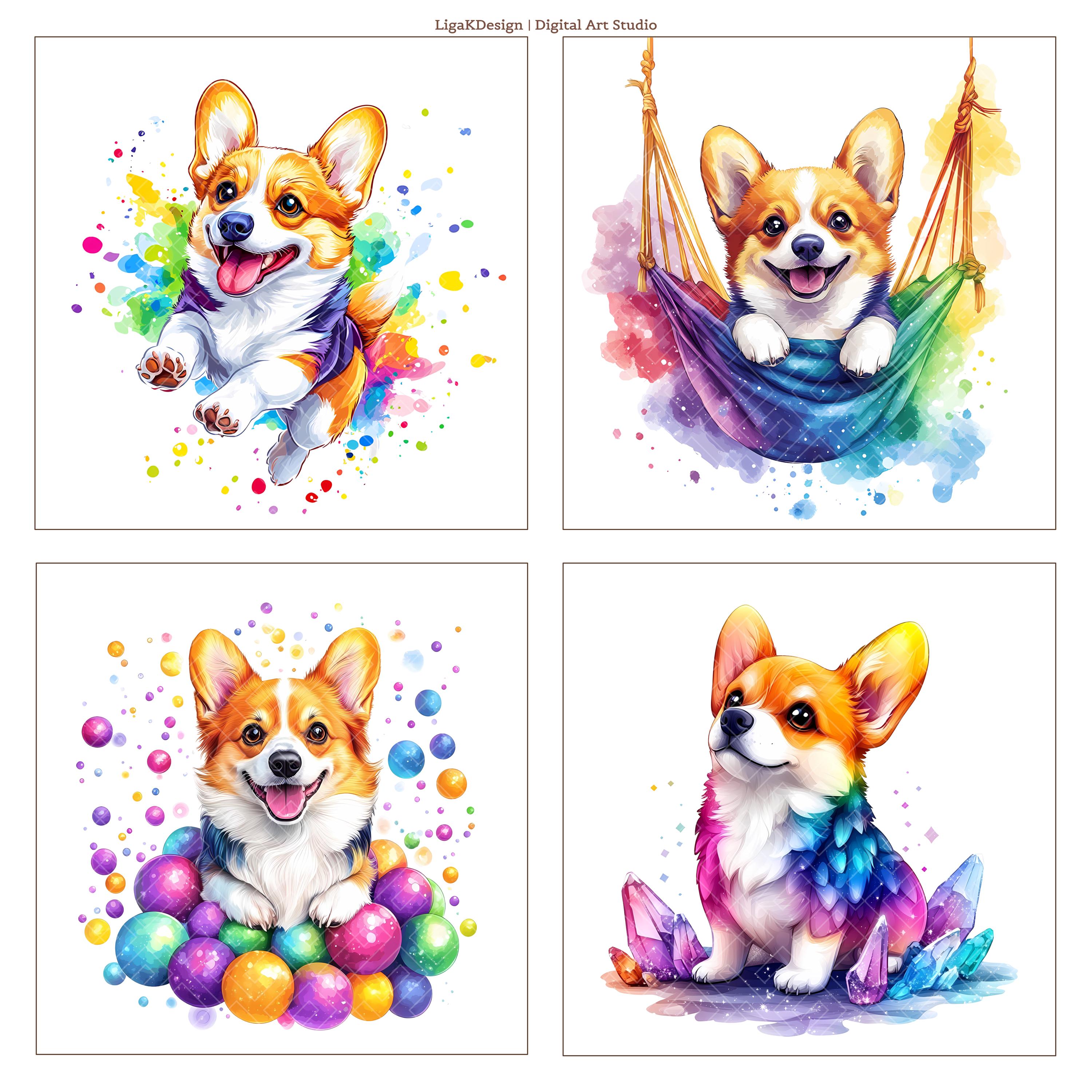 Rainbow Corgi Clipart Bundle, Corgi PNG, Galaxy Colorful Dog ...