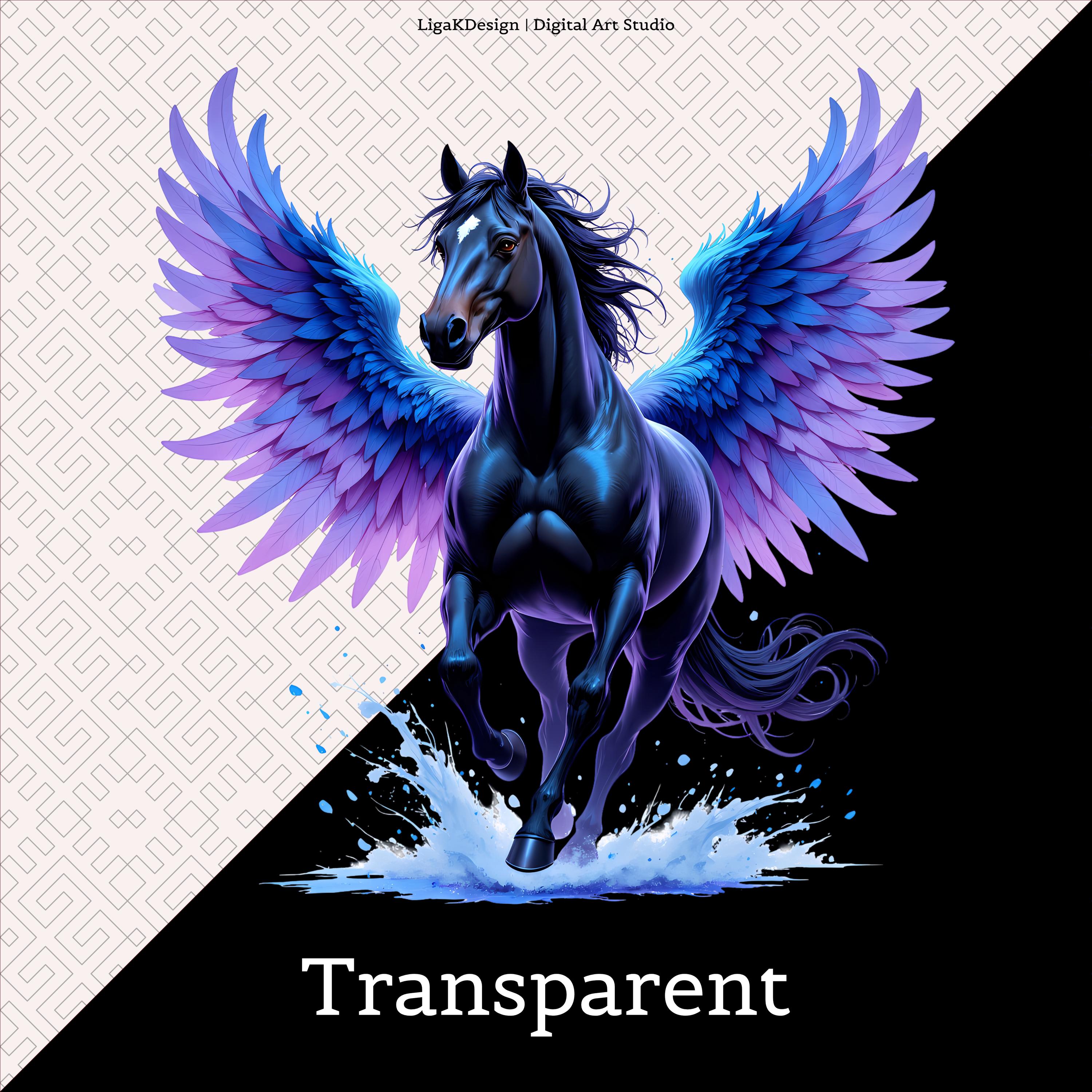 Dark Pegasus Clipart Bundle Greek Mythology Winged Horse PNG Fantasy ...