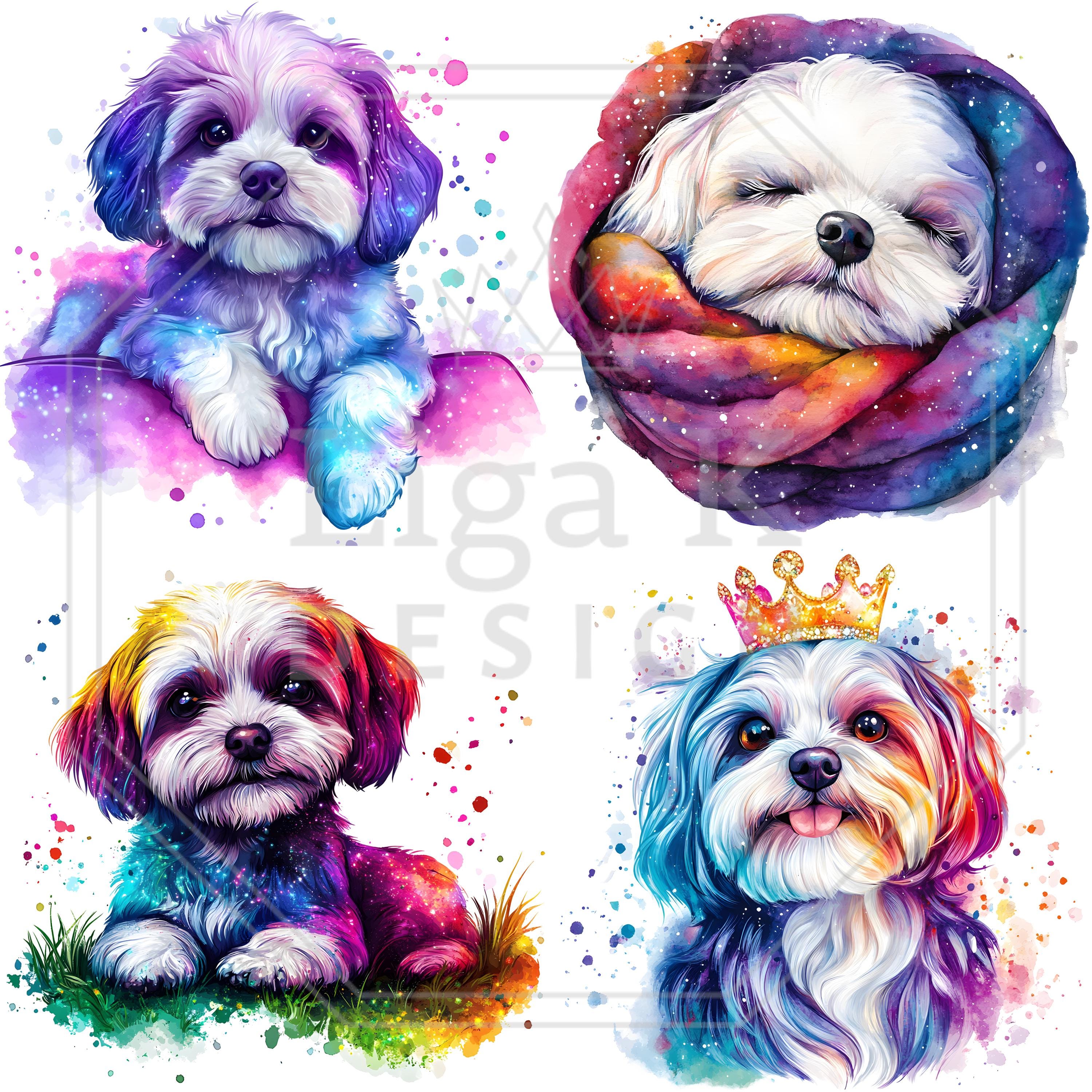 Watercolor Maltese Dog Clipart PNG: Dreamy Sublimation Art (digital ...