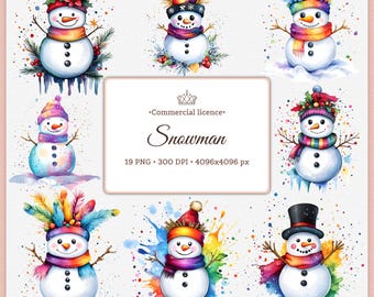 Imágenes prediseñadas de muñeco de nieve arcoíris PNG, imágenes prediseñadas de muñeco de nieve colorido, lindo muñeco de nieve navideño PNG, imágenes prediseñadas de vacaciones de invierno, diseño de sublimación de muñeco de nieve brillante